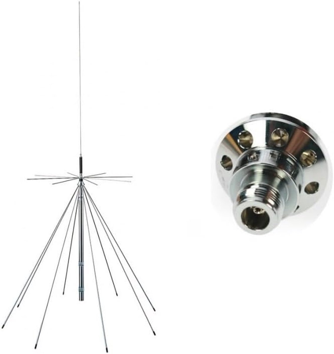 Antenne Disc - Radio Antenne - Ontvangst Zendbanden - Breed Frequentiebereik - 50 Ohm - Zilver