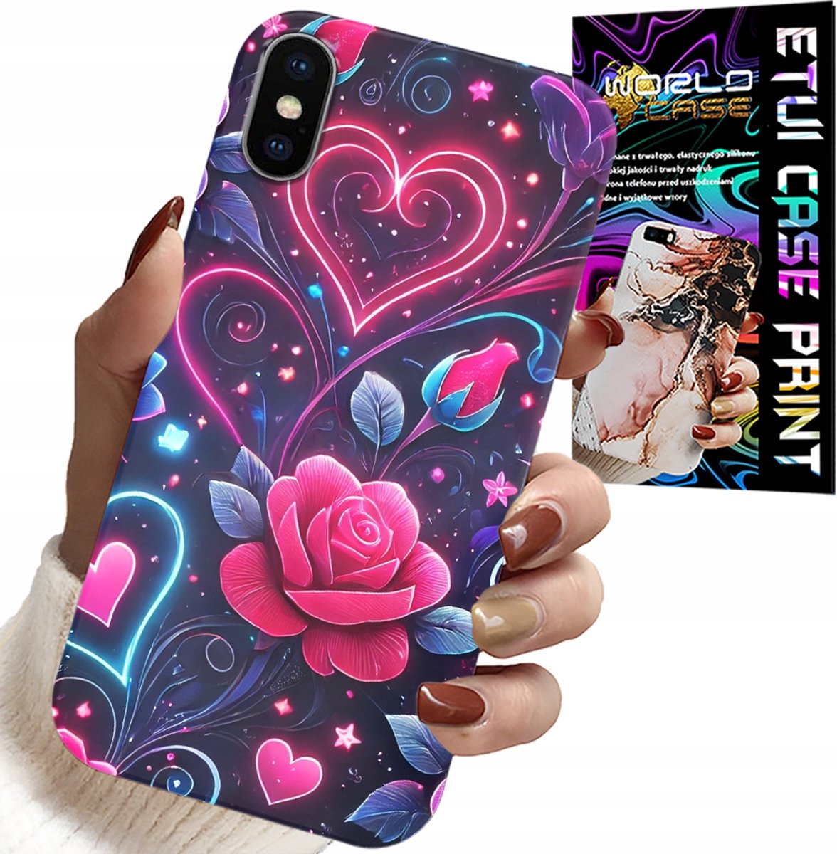 HOESJE VOOR IPHONE X / XS - HART, ROOS, TIENERSHOESJE + GLAS