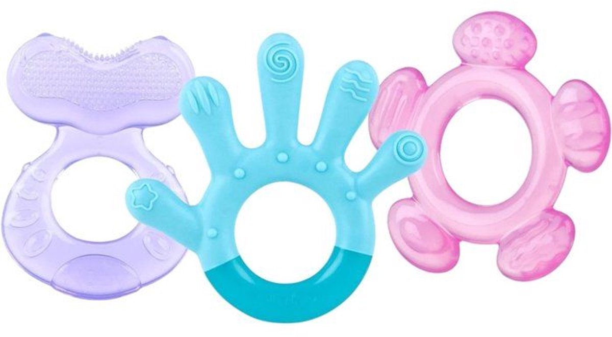 3-stappen bijtjesmakers - NUBY - 3-stappen bijtjesmachine - koelkastcompatibel - vanaf 3 maanden - blauw / paars / roze