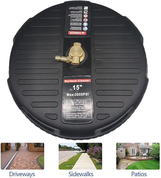 Oppervlaktereiniger - Terrasreiniger - Vloeren Reinigen - 3600 PSI - 38 CM - Zwart van Merkloos	 — afbeelding 5