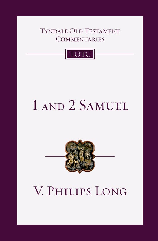 Boek '1 and 2 Samuel' uit de Tyndale Old Testament Commentaries-serie, met een bronzen medaillon.