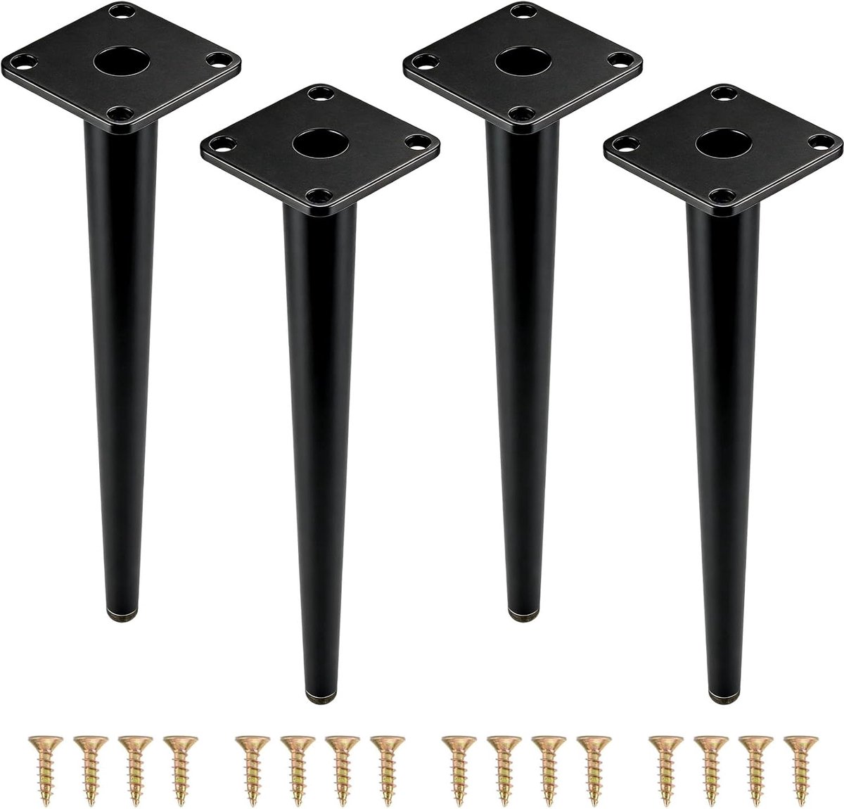 Tafelpoten Set - Meubelvoeten Metaal - Meubels Vernieuwen - Krasbestendige Doppen - 40 cm Hoog - Zwart