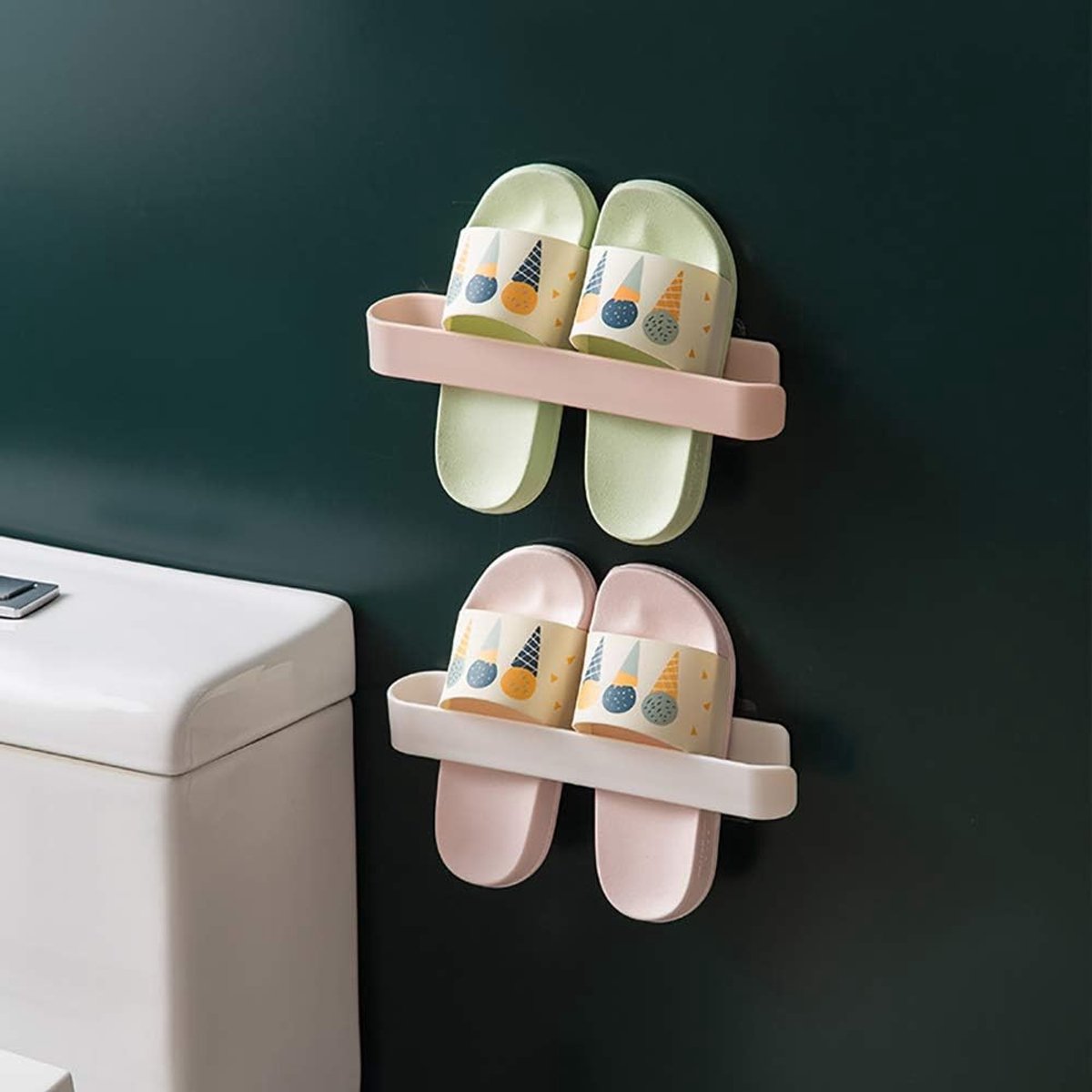 Schoenenrek Opslag - Hangend Plank - Ruimte Besparen - Sterk ABS Materiaal - 4.5x25.6 cm - Groen