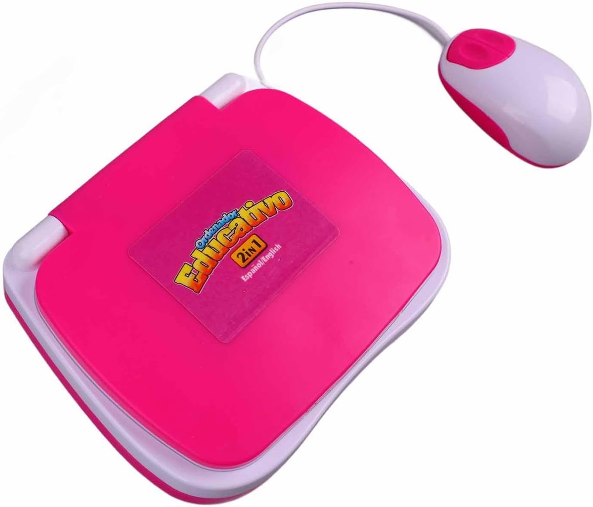 Educatieve Laptop - Kindertypemachine Leren - Taalontwikkeling Spel - Engels Spaans Muziek - 25 x 4 cm - Roze
