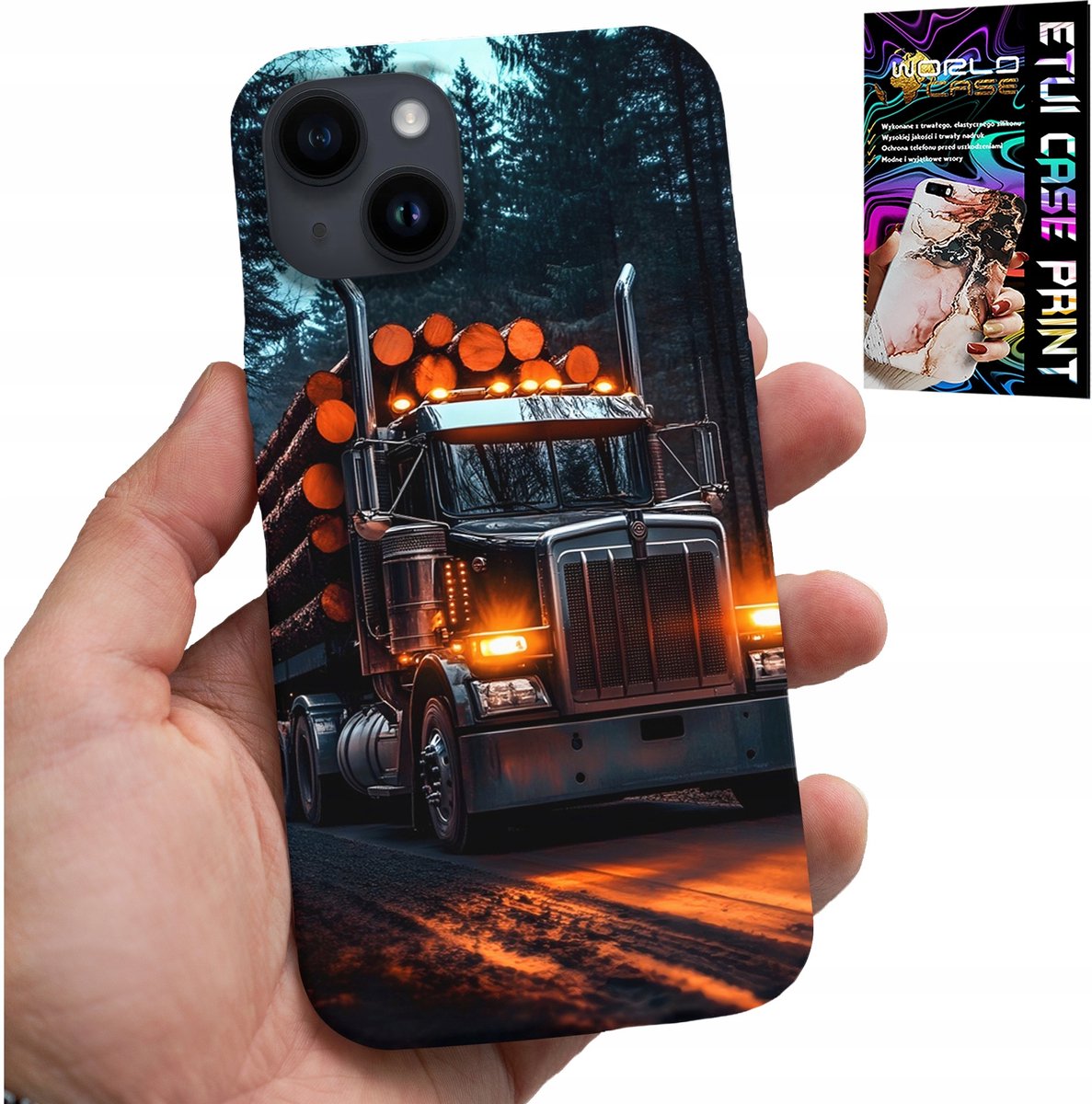 HOESJE VOOR IPHONE 15 PLUS - ACHTERKANT MET VRACHTWAGENMOTIE