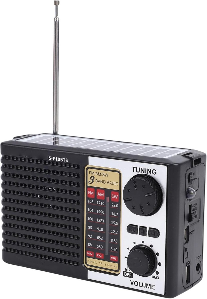 Noodradio met Zaklamp - Draagbare Radio AM FM Radio - Buiten Activiteiten - Opladen via Zonne-energie