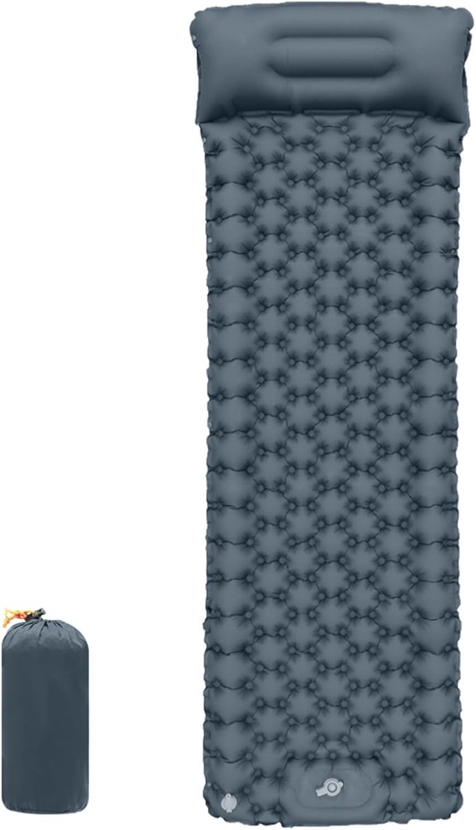 Zelfopblazend Slaapmatje - Kampeermatras - Buiten Ontspannen - Ingebouwde Voetpomp - 8 Cm Dik - Marineblauw van Merkloos — afbeelding 3
