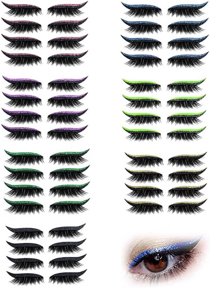 Eyeliner Stickers - Wimper Stickers - Feest Make-up - Herbruikbaar Zelfklevend - 4 Paren - Glitter