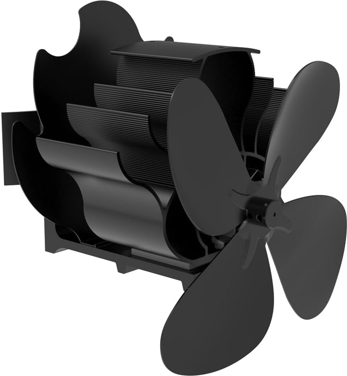 Houtkachel Ventilator - Haard Ventilator - Warmte Verspreiden - Warmteaangedreven Werking - 4 Bladen - Zwart