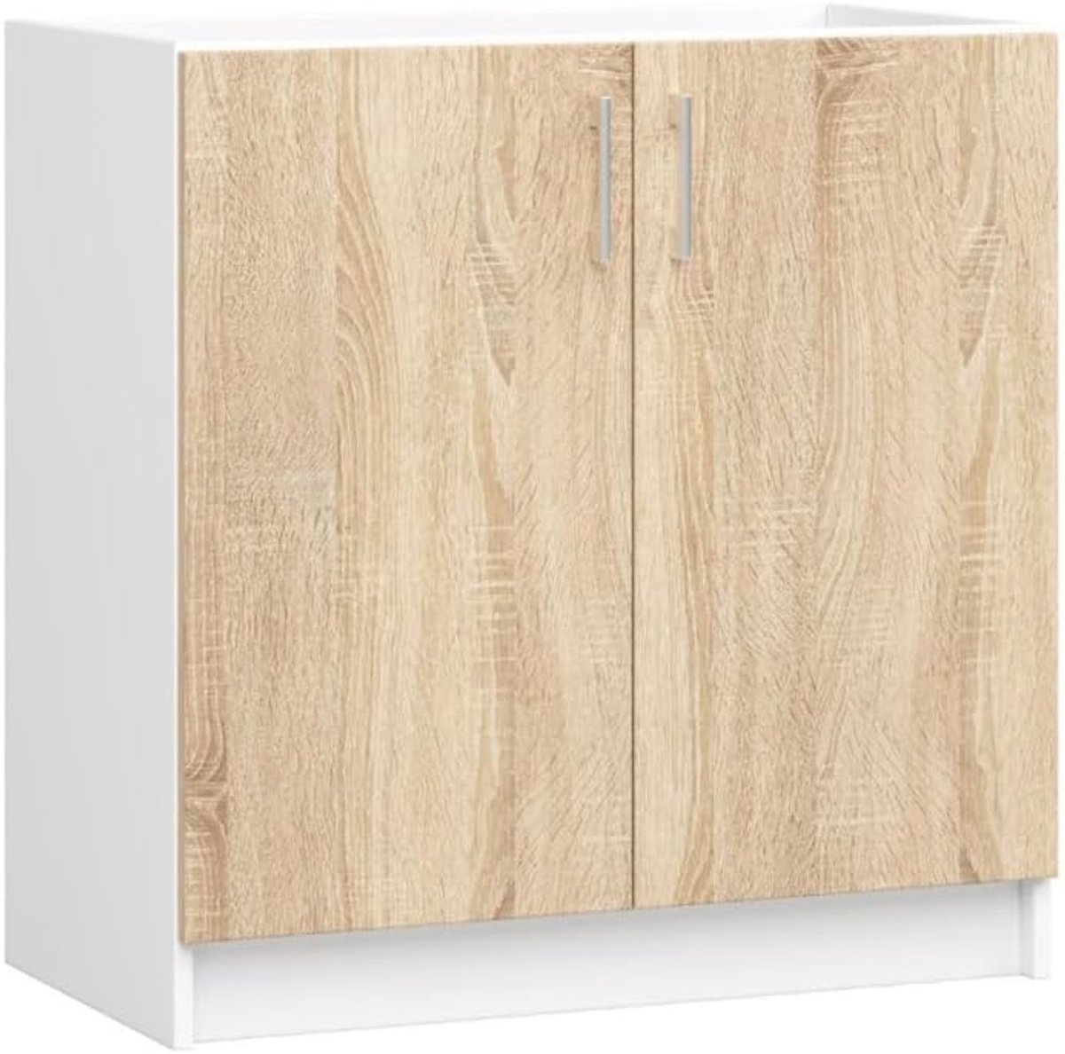 Keukenkast - Wastafelkast - Keuken Opbergen - Twee Deuren - 80x82 cm - Wit Sonoma Eiken