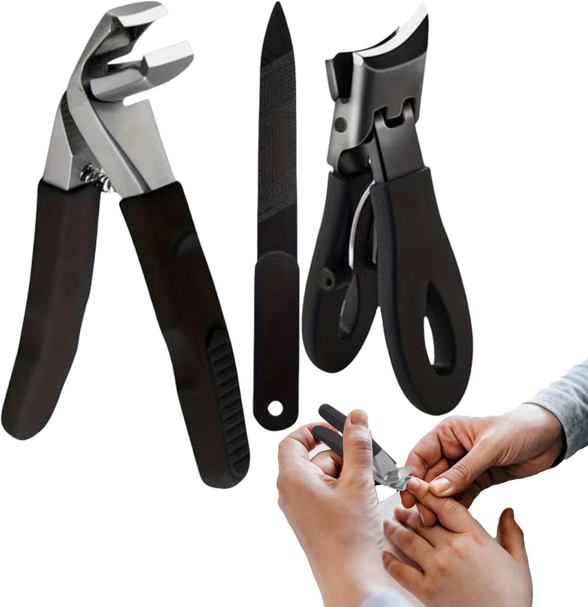 Nagelknipper Set - Manicure Tools - Eenvoudig Knippen - Brede Opening - 3 Stuks