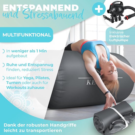 Opblaasbare Airtrack - Turnmat Balanstrainer - Gymnastiek Yoga Fitness - Inclusief Pomp Draagtas - 120 x 90 cm van Merkloos — afbeelding 3