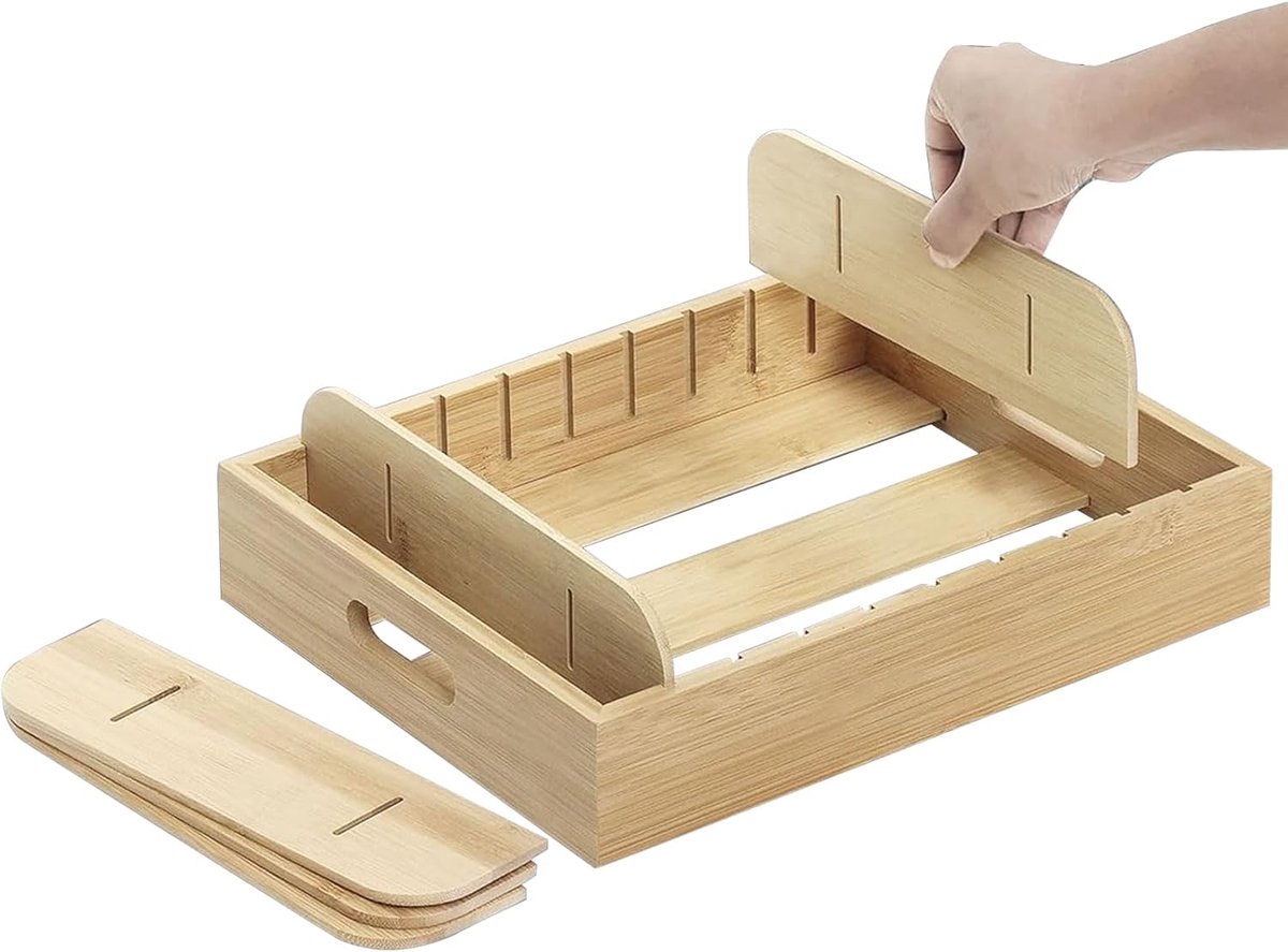 Houten Organizer - Opbergdoos Lade - Keuken Bureau - Met Scheidingsvak - 8x27x8 cm - Houtkleur
