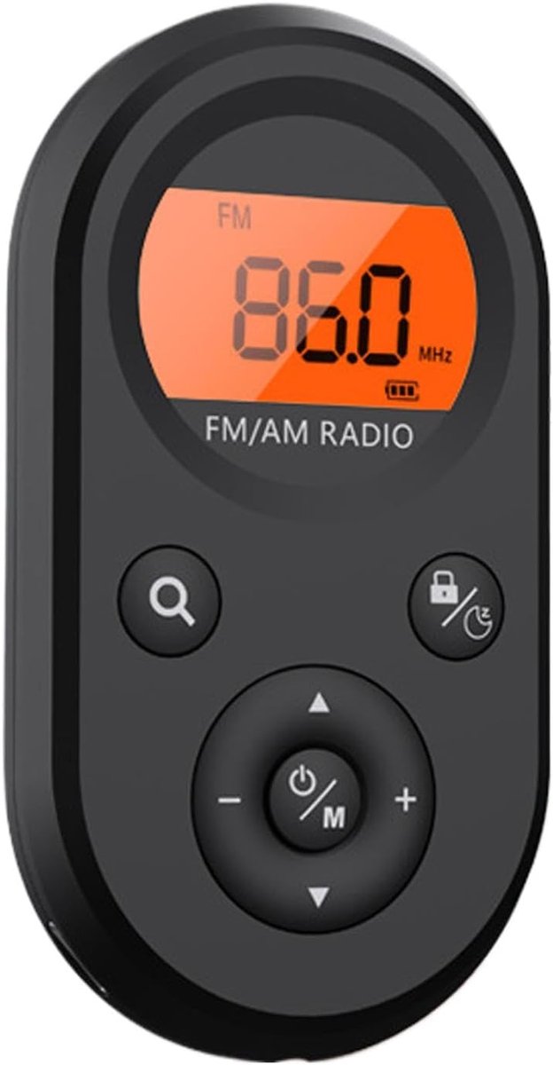 Draagbare FM-radio - Kleine zakradio - Muziek onderweg - Oplaadbaar met display - 125 x 9 x 35 cm