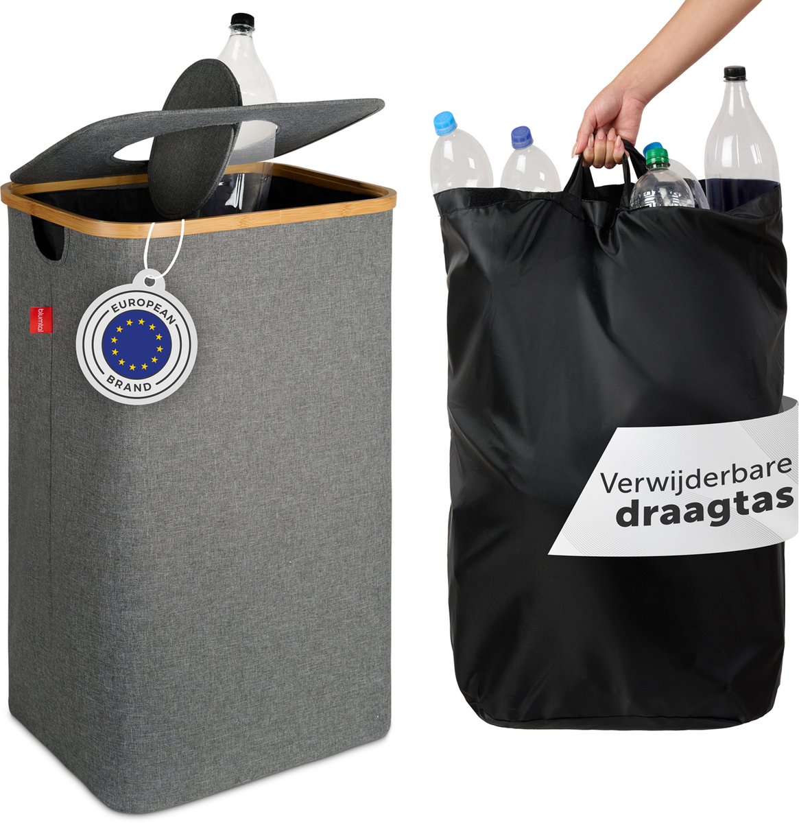 Blumtal - Afvalscheiding - Recycle afvalbak - 150L - Statiegeld container - Lege Flessen - Grijs