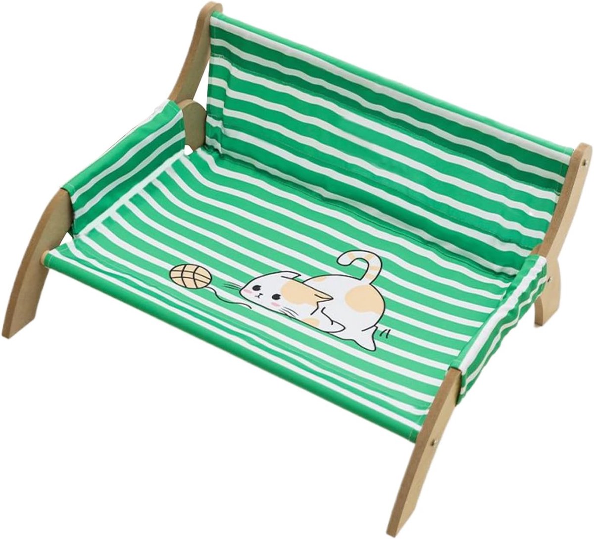Kattenstoel - Hangmatbed - Rustplek - Ademend materiaal - 56 x 16 x 16 cm - Groen gestreept