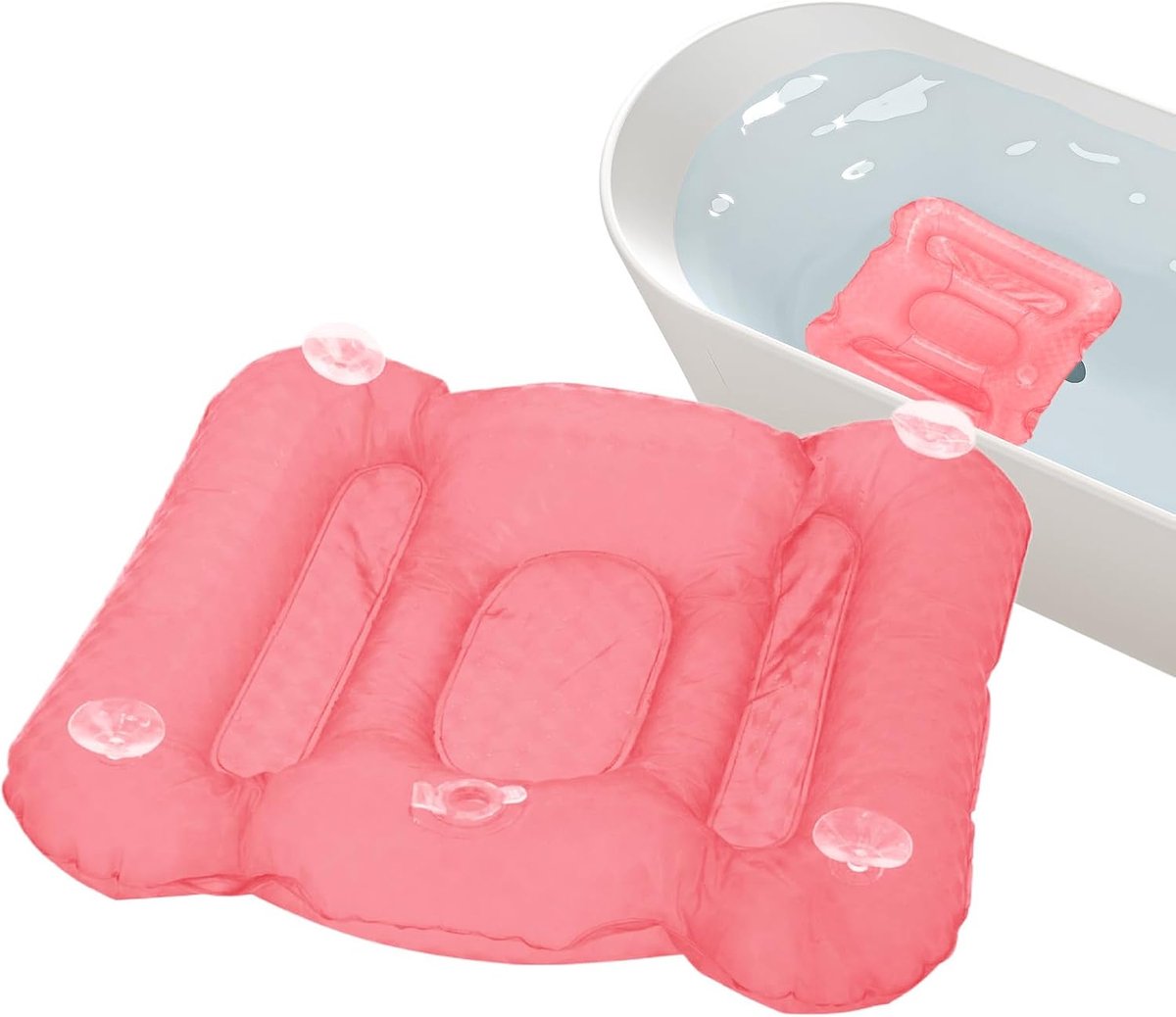 Badkussen Neksteun - Spa Kussen - Ontspannend Baden - Ergonomisch Antislip - 53x46x8cm - Roze