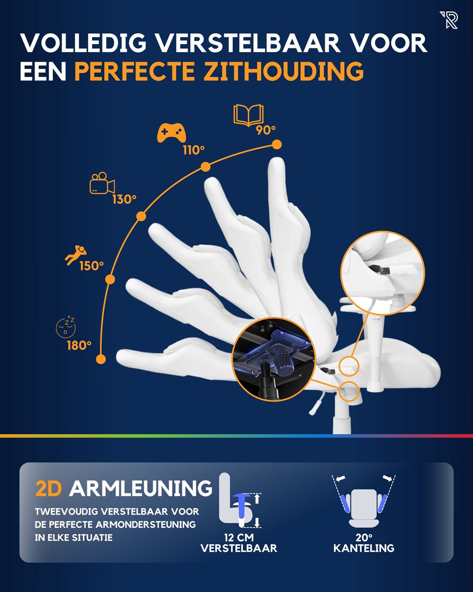 Ranqer Halo Gamestoel RGB / LED - Gaming Chair - RGB - afbeelding 3