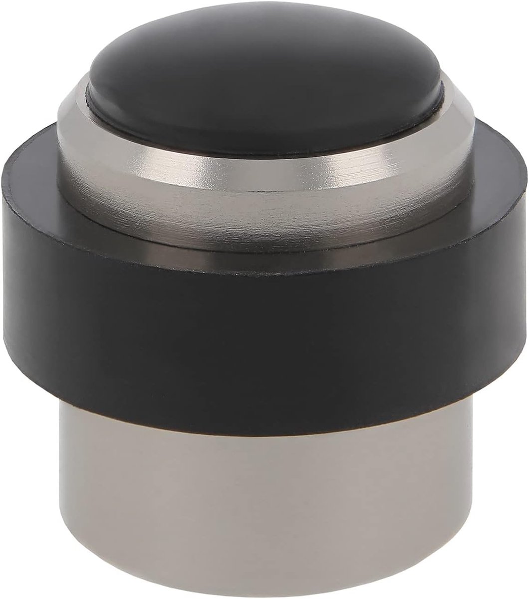 Deurstopper voor binnen – Zilver – Ø 35 mm – Roestvrij staal – Schroefbevestiging – Inclusief houtschroef – Met antislip rubberen pad