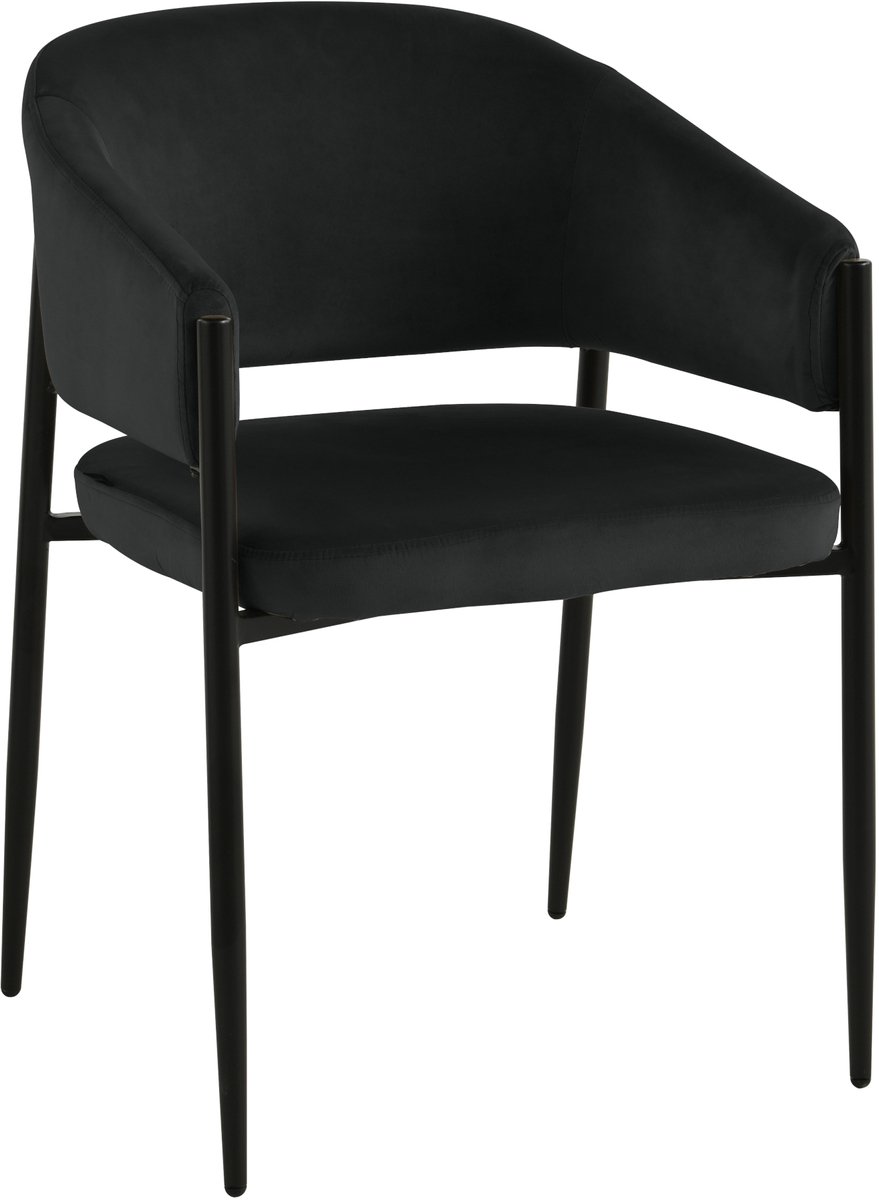 ExitoDesign SARANO - Eetkamerstoel - Velvet - Zwart - Met Armleuningen