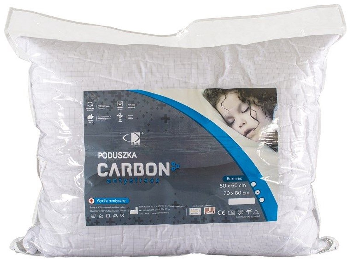 AMW Carbon Antystres - Anti-allergisch Kussen - 70x80cm - Wit - Koolstofvezel