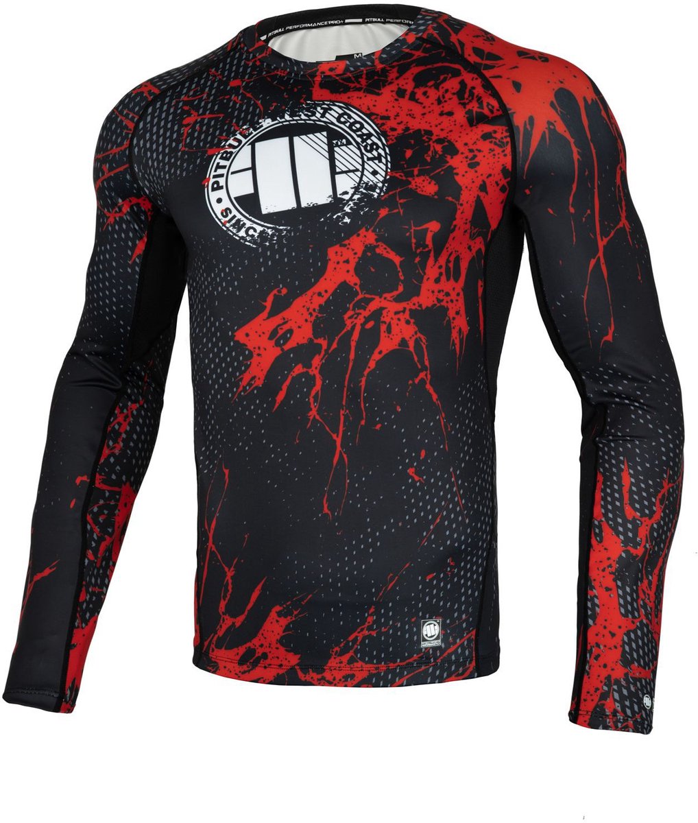 Pitbull West Coast Blood Dog - Rashguard - Lange Mouw - Zwart - L