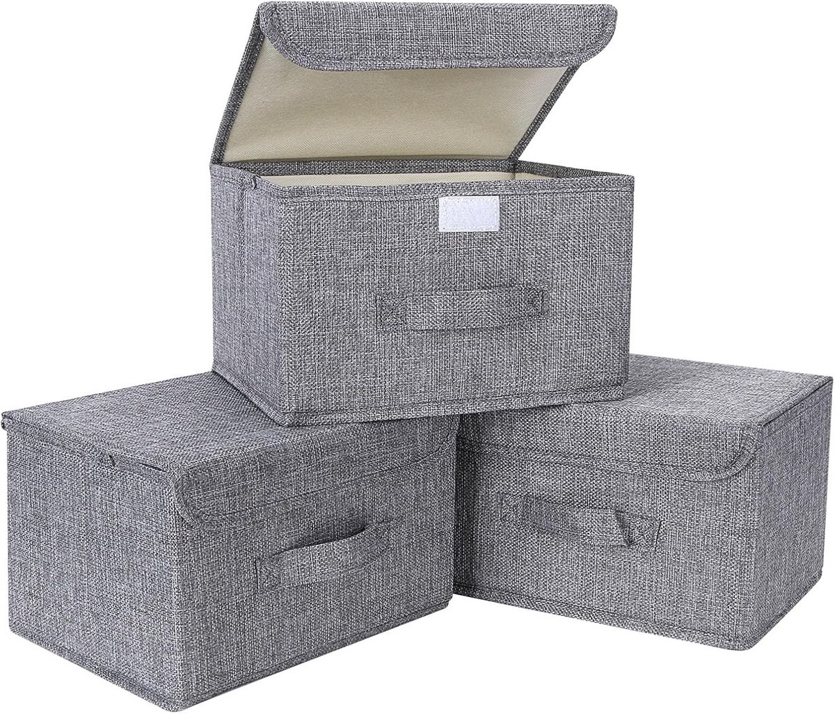 Opbergdozen met Deksel - Set van 3 - Opvouwbare Kledingorganizer - Ruimtebesparend - Ideaal voor Speelgoed, Boeken en Kleding - 37 x 24 x 24 cm