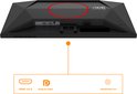 Zwarte monitor achterkant met HDMI, Display Port en koptelefoon uitgang. AOC Gaming logo.