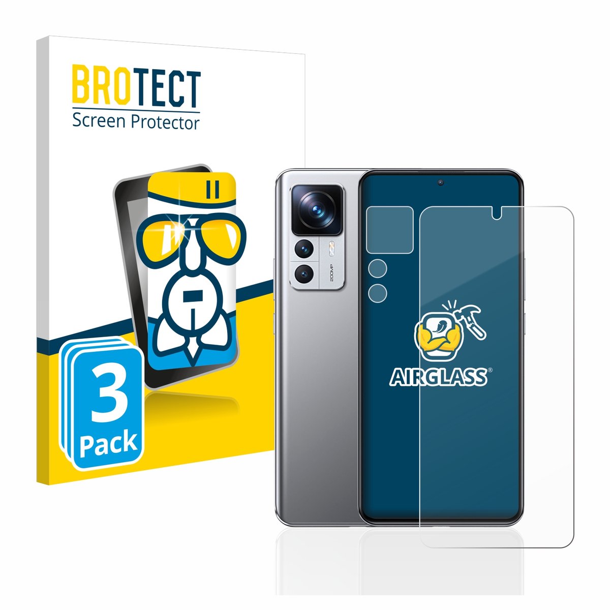 Screenprotector 3 Stuks voor Xiaomi 12T Pro (Voor+Camera) Beschermglas transparant