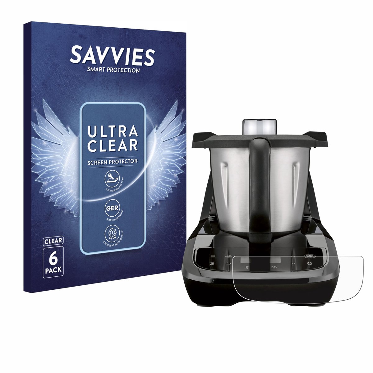 Savvies - Screenprotector voor SilverCrest Monsieur Cuisine compact - Folie Beschermfolie transparant 6 Stuks