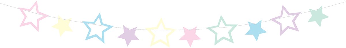 PARTYDECO - DIY Slinger 10 Meerkleurige Sterren 140 cm Verjaardagsdecoratie