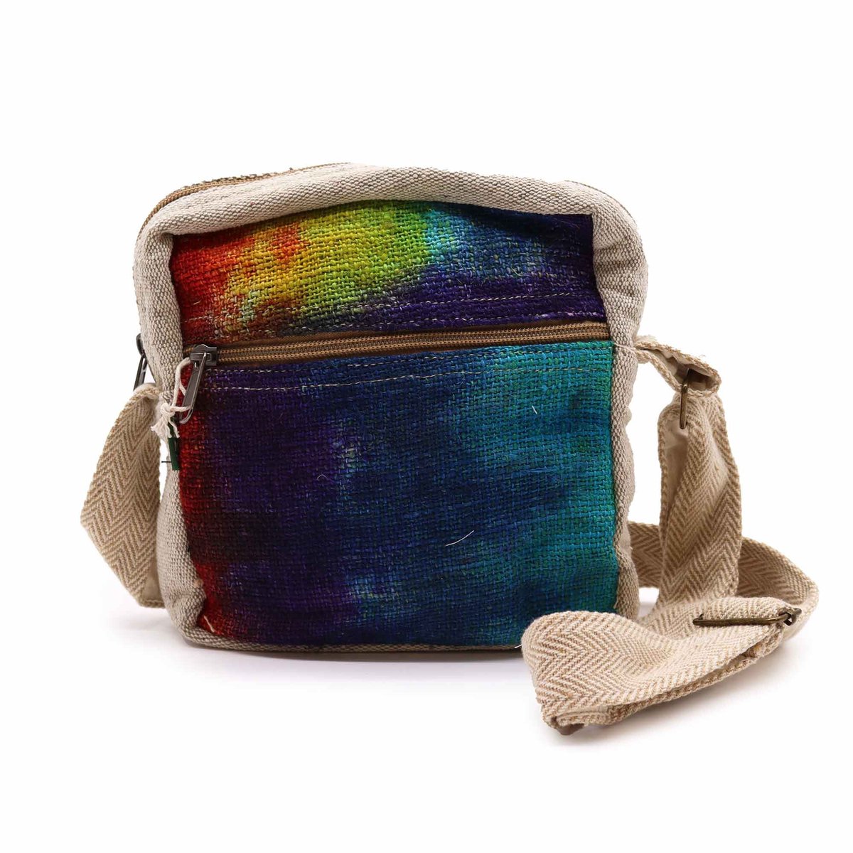 Ancient Wisdom - Tas - Tiedye hennep messenger tas met 1 rits - schoudertas - handtas - casual tas - eco tas - trendy tas