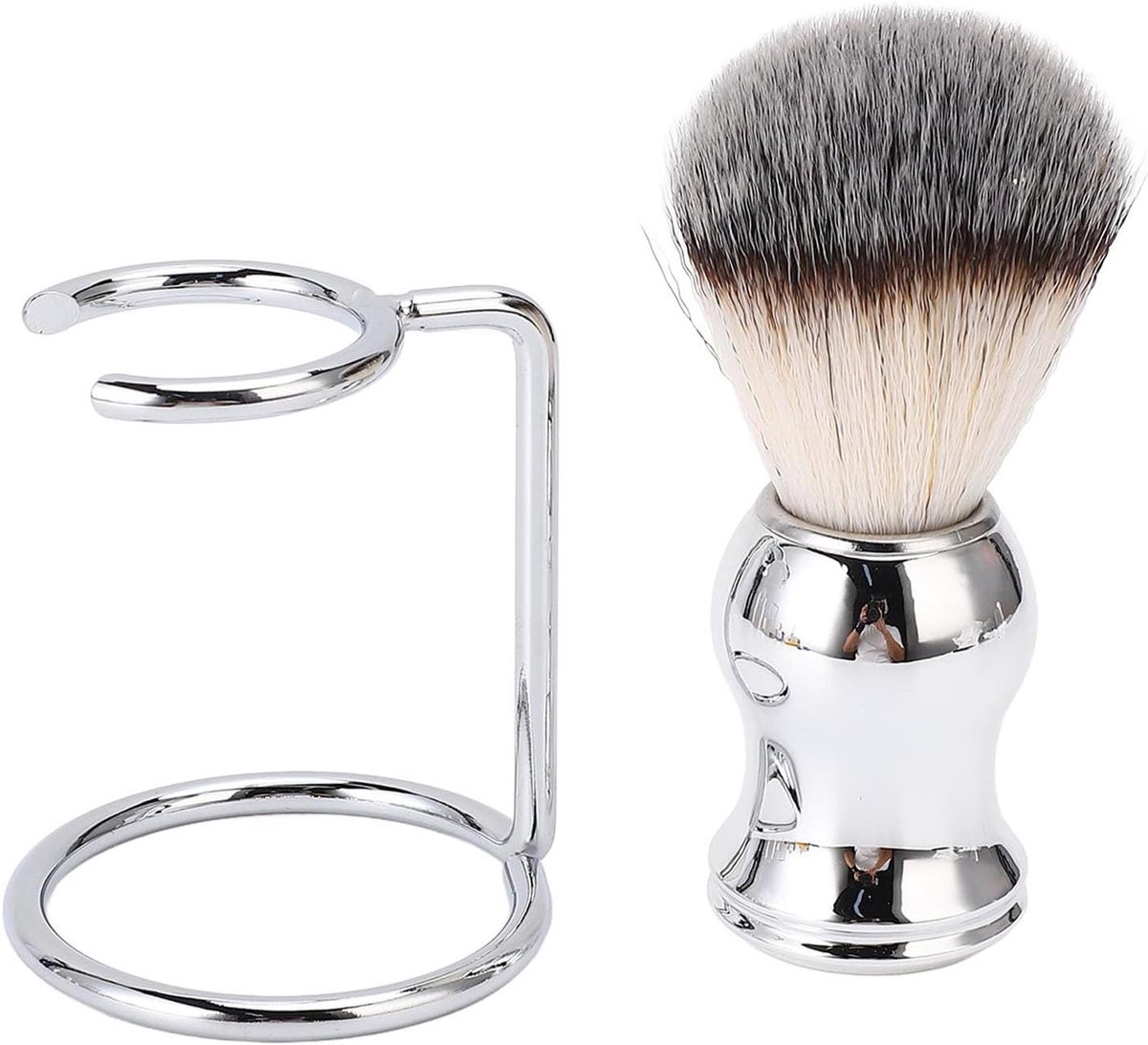 Allecto- Baardscheerkwast - Synthetisch haar - Ergonomisch handvat - Standaardrek - Houder - Luxe scheerbeurt - Verzorging - Reizen - ABS - Geschikt voor mannen.