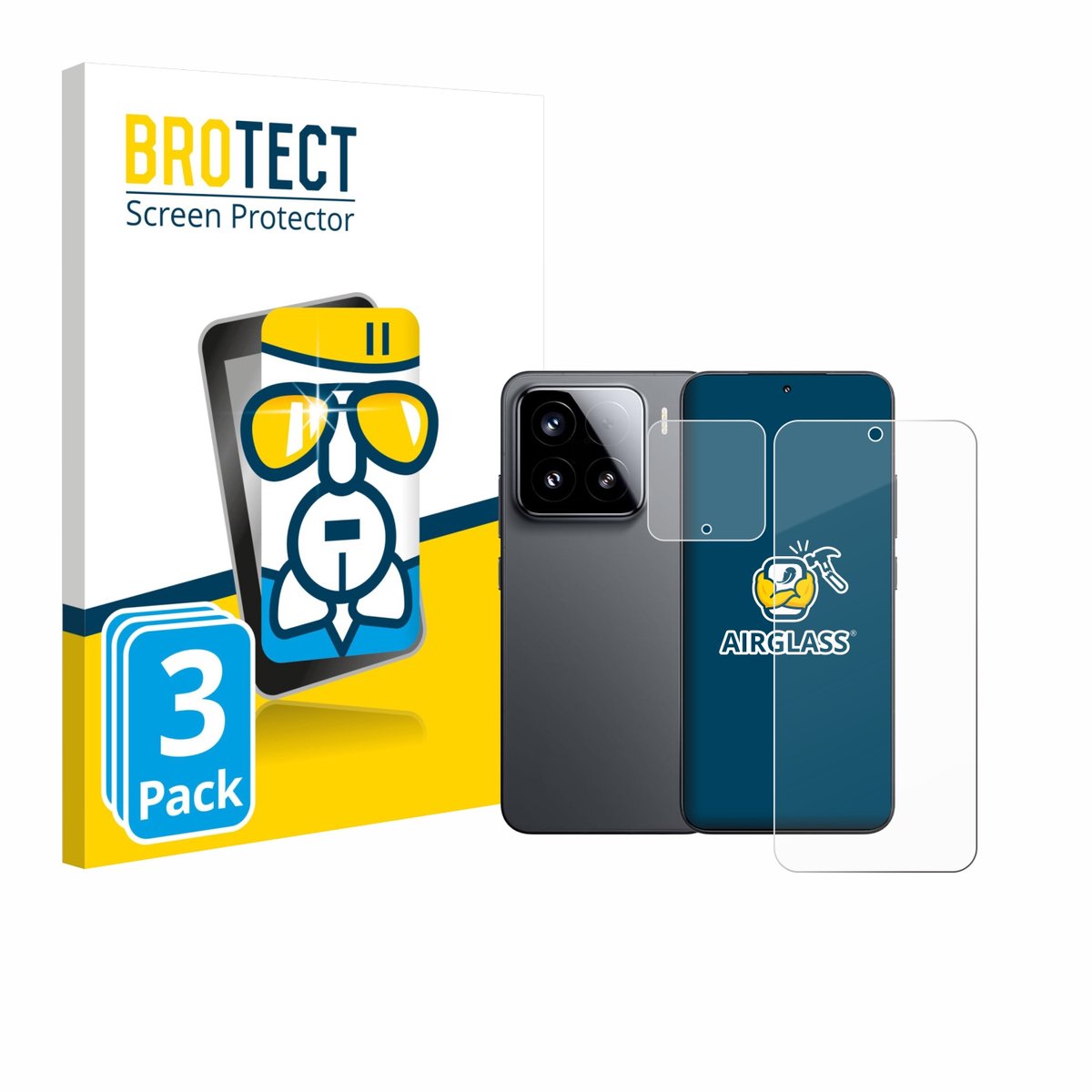 Screenprotector 3 Stuks voor Xiaomi 15 (Voor+Camera) Beschermglas transparant