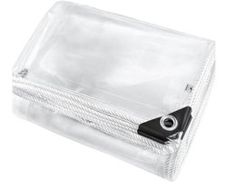 Transparant Afdekzeil 2x2,5m – Waterdicht PVC Zeil met Oogjes – Windbestendig Doorzichtig Zeil voor Overkapping, Tuin, Terras, Veranda & Carport – Versterkte Hoeken