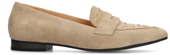 Manfield - Dames - Mocassins en suède beige avec clous dorés - Taille 38