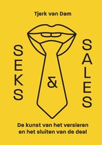 Boekomslag Seks & Sales van Tjerk van Dam. Een illustratie van mond en stropdas met de tekst Seks & Sales.