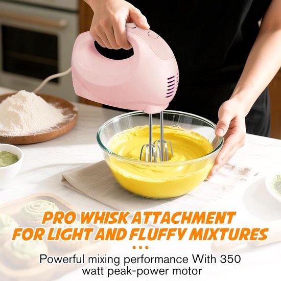 Krachtige Elektrische Handmixer Roze - 5 Snelheden & Complete Accessoireset — afbeelding 3