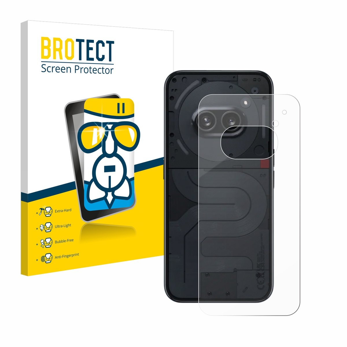 Screenprotector voor Nothing Phone (2a) (Achterkant) Beschermglas transparant