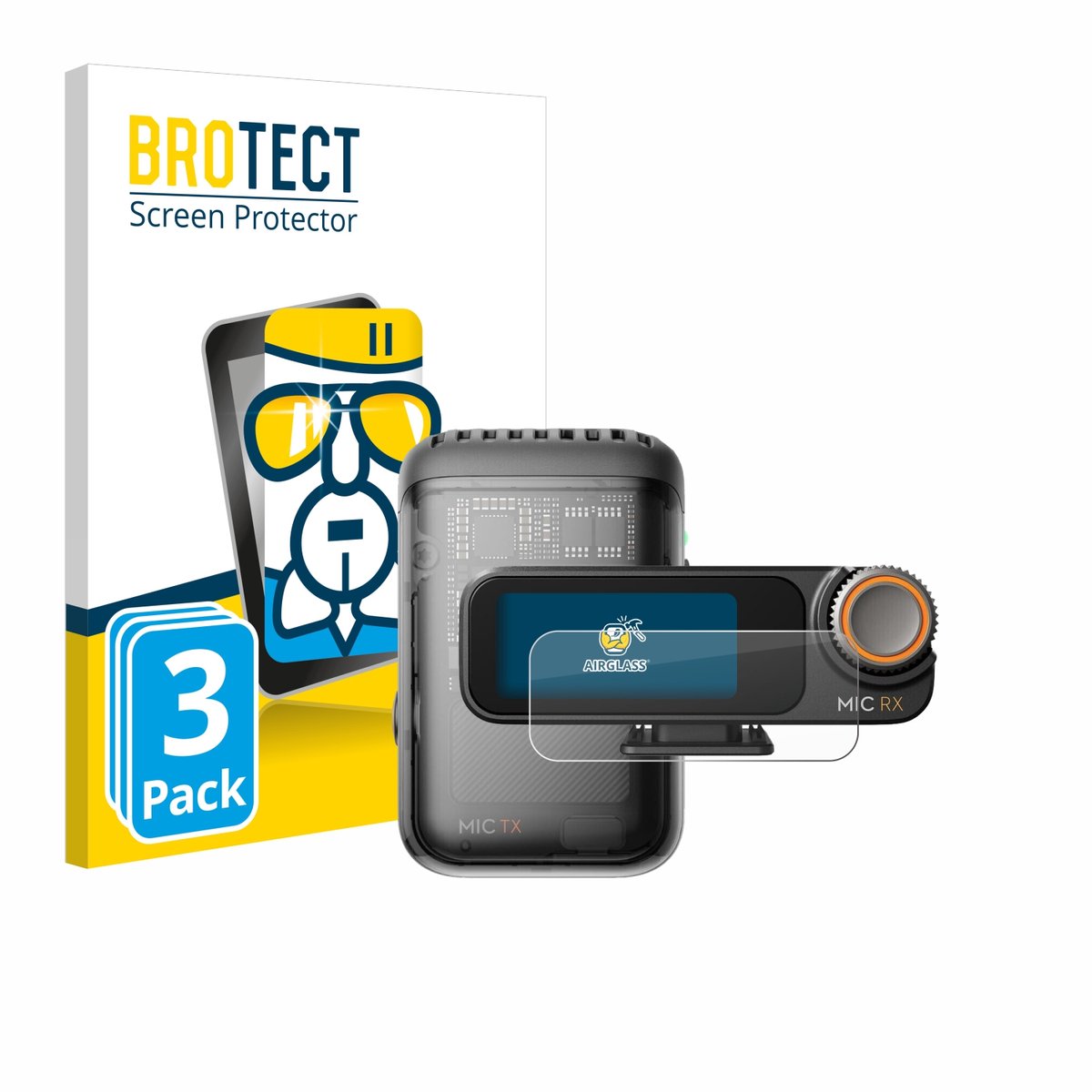 Screenprotector 3 Stuks voor DJI Mic 2 (Receiver) Beschermglas transparant