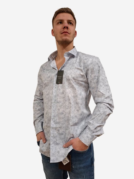 Napoli Uomo - Chemise Homme - Wit - Imprimé - Italianstyle