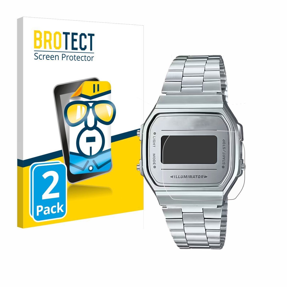 BROTECT - Screenprotector voor Casio A168WEM-7EF - Folie Beschermfolie transparant 2 Stuks