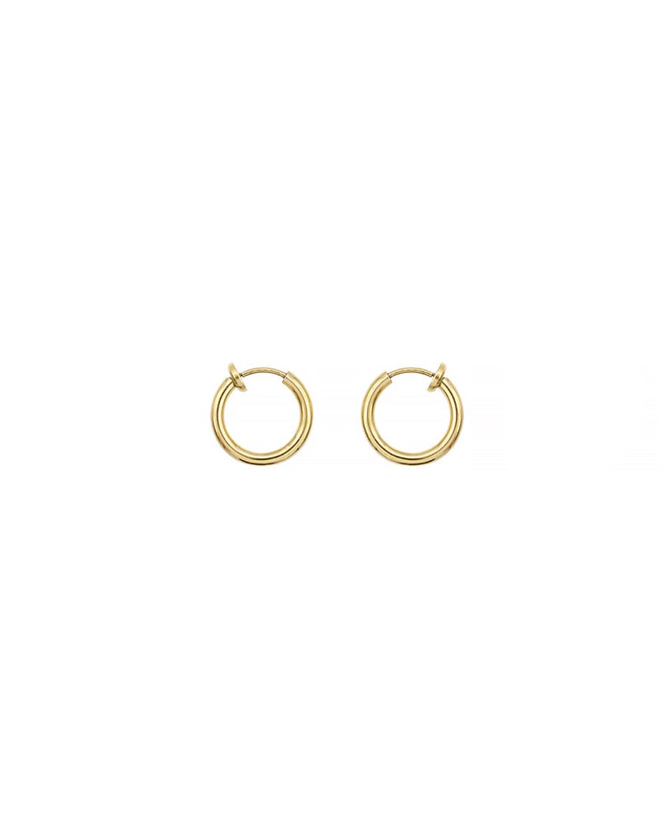 Minimalistische Clip On oorbellen/oorringen 13mm - 1 paar | Geen oorgaatjes nodig! | Goudkleur RVS/Stainless Steel