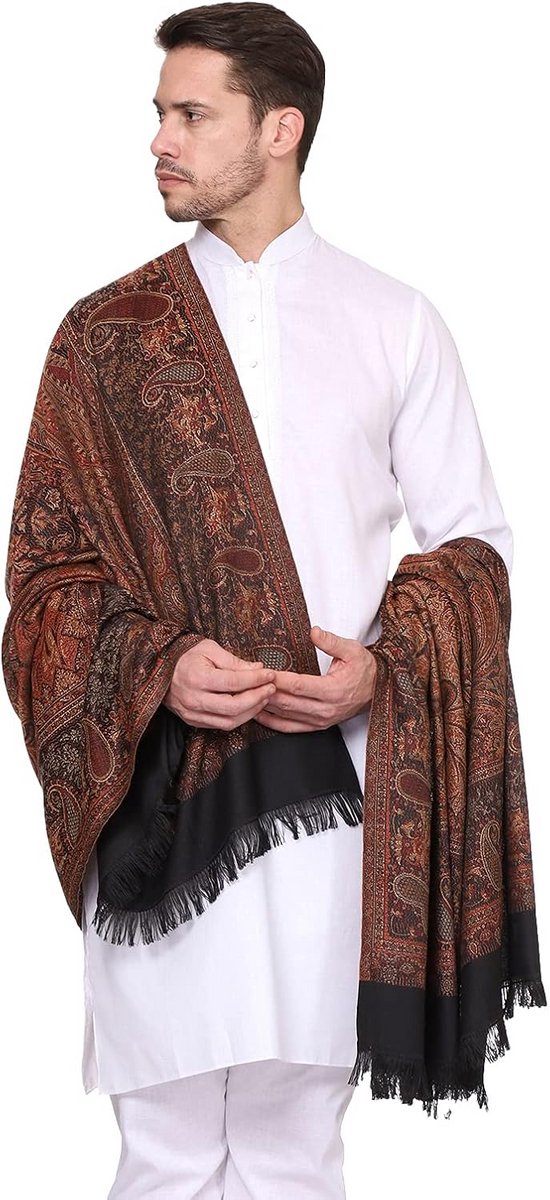 Grote Geweven Paisley Herensjaal Poly Wolmix Warm en Zacht