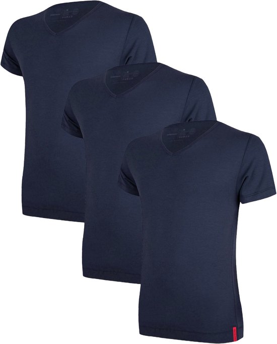 T-shirt Undiemeister - T-shirt homme - Coupe slim - Manches courtes - En bois de mélamine - Col V- Storm Cloud (Blauw) - Lot de 3 - XL