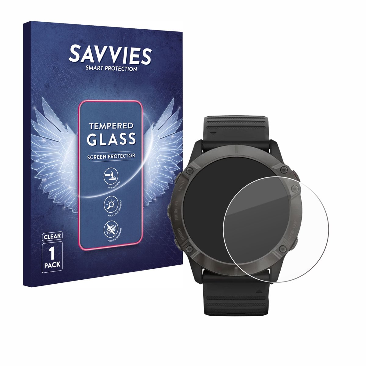 Savvies - Glas Screenprotector voor Garmin Fenix 6X Pro - Gehard Beschermglas 9H