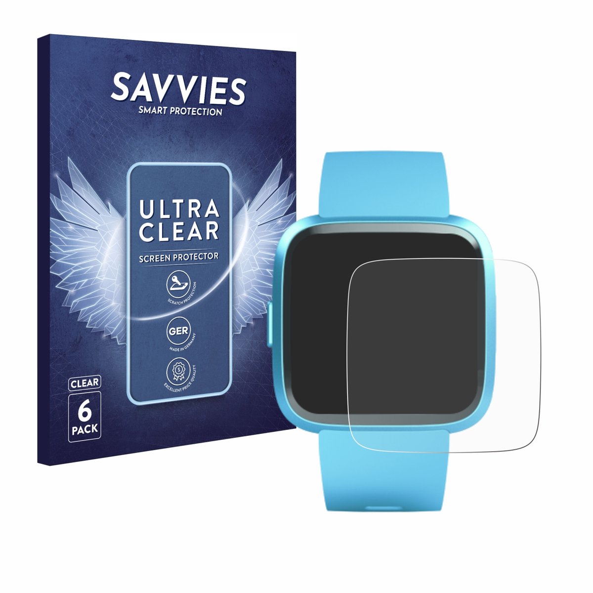 Savvies - Screenprotector voor Fitbit Versa Lite Edition - Folie Beschermfolie transparant 6 Stuks