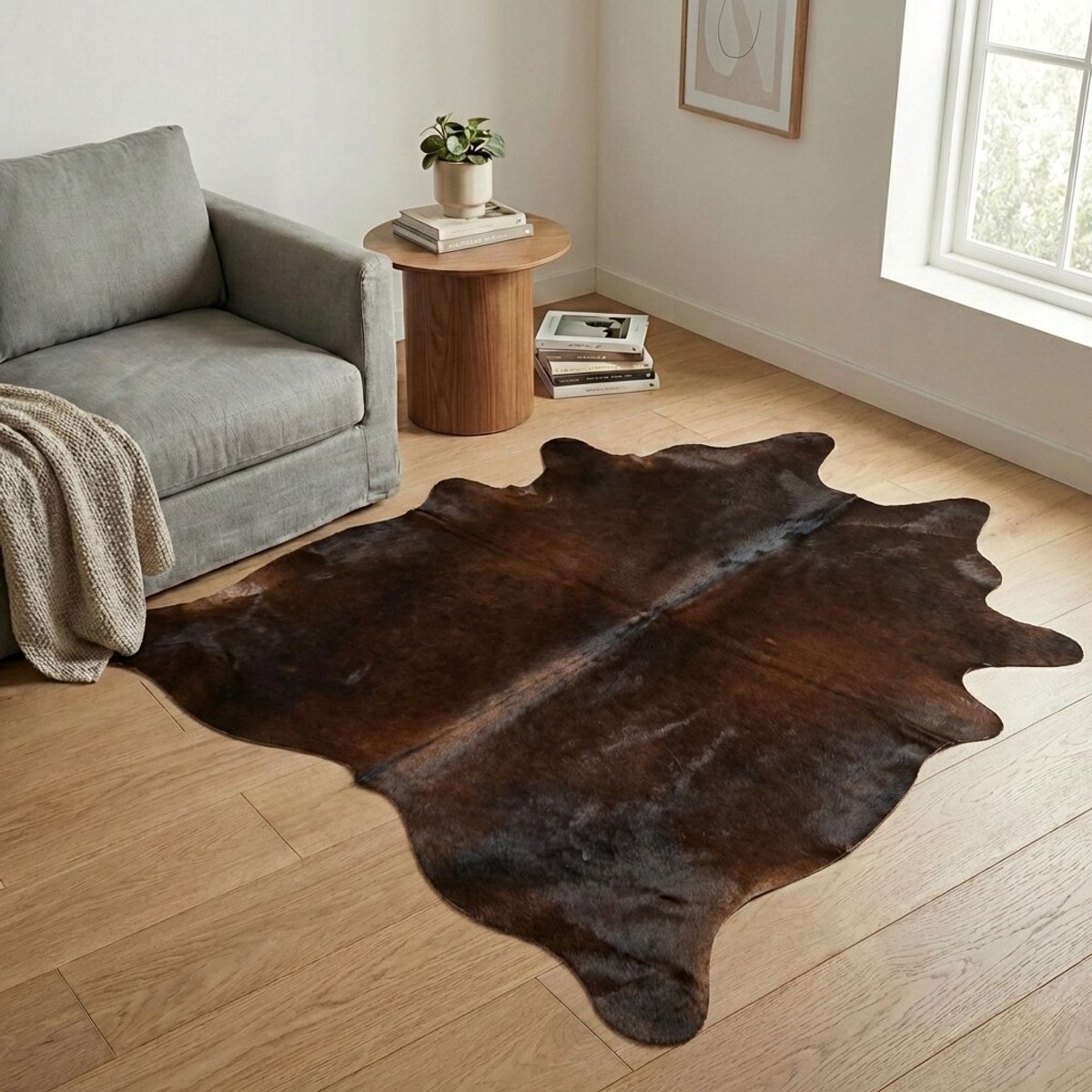 Koeienhuid Vloerkleed - Driekleur - 207 x 179 cm - Koeienkleed / Koeienvel / Dierenvel / Dierenhuid / Koehuid Tapijt