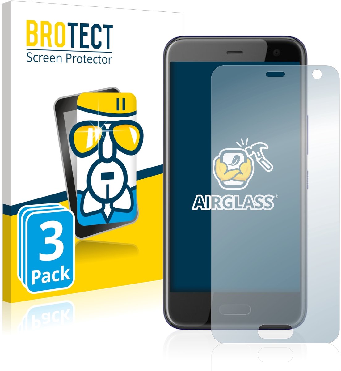 Screenprotector 3 Stuks voor HTC U11 Life Beschermglas transparant