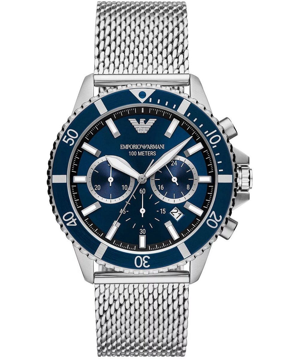Emporio Armani Diver AR11587 Horloge - Staal - Zilverkleurig - Ø 43 mm